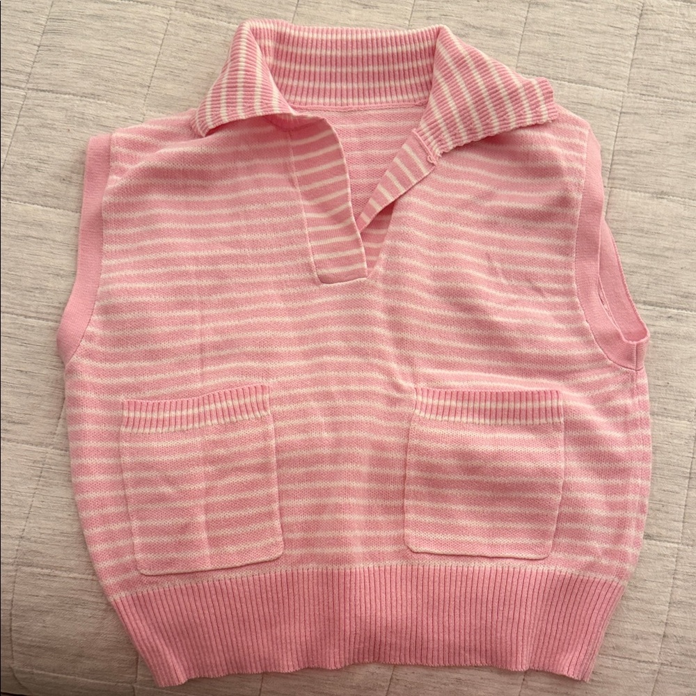 Pink Striped Women's Sweater Vest